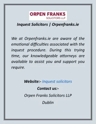 Inquest Solicitors  Orpenfranks.ie
