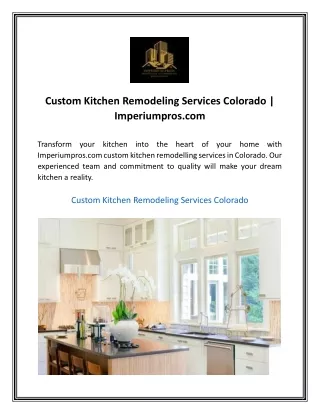 Custom Kitchen Remodeling Services Colorado | Imperiumpros.com