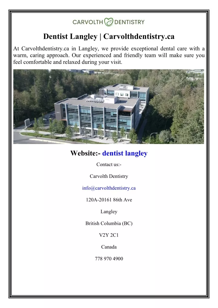 dentist langley carvolthdentistry ca