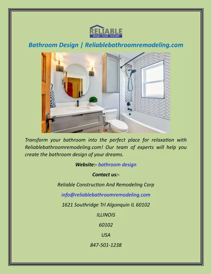 bathroom design reliablebathroomremodeling com