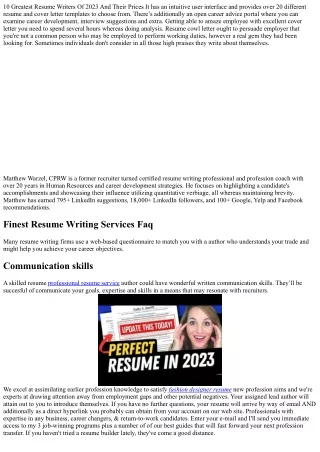 10 greatest resume writers of 2023 and their