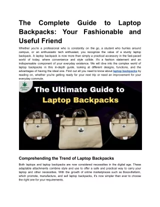 The Ultimate Guide to Laptop Backpacks_ Your Stylish and Functional Companion