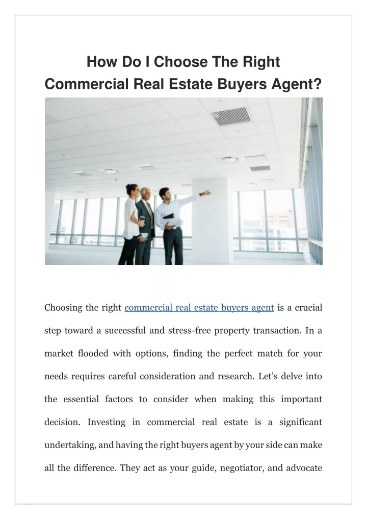 how do i choose the right commercial real estate