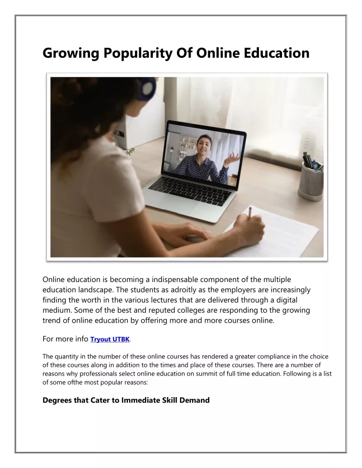 growing popularity of online education