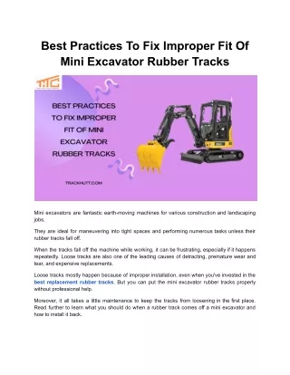 Best Practices To Fix Improper Fit Of Mini Excavator Rubber Tracks