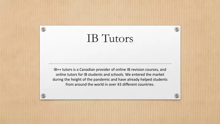 ib tutors