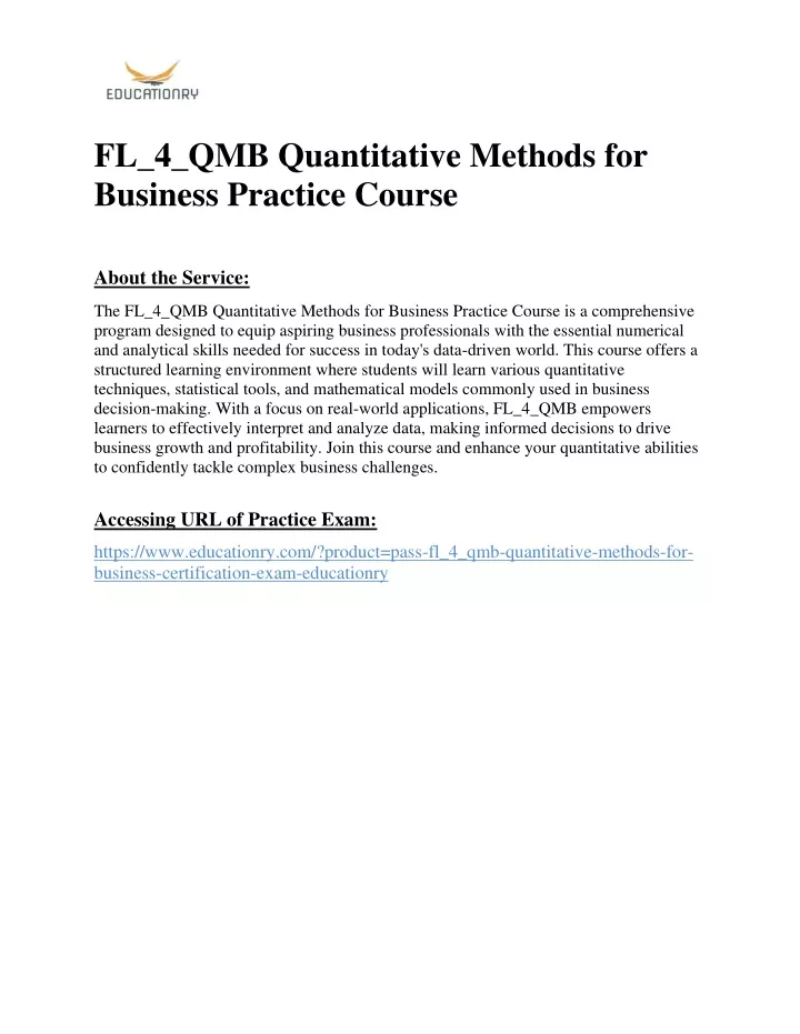 fl 4 qmb quantitative methods for business