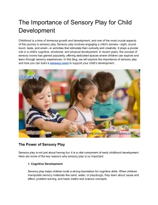 The Importance of Sensory Play for Child Development