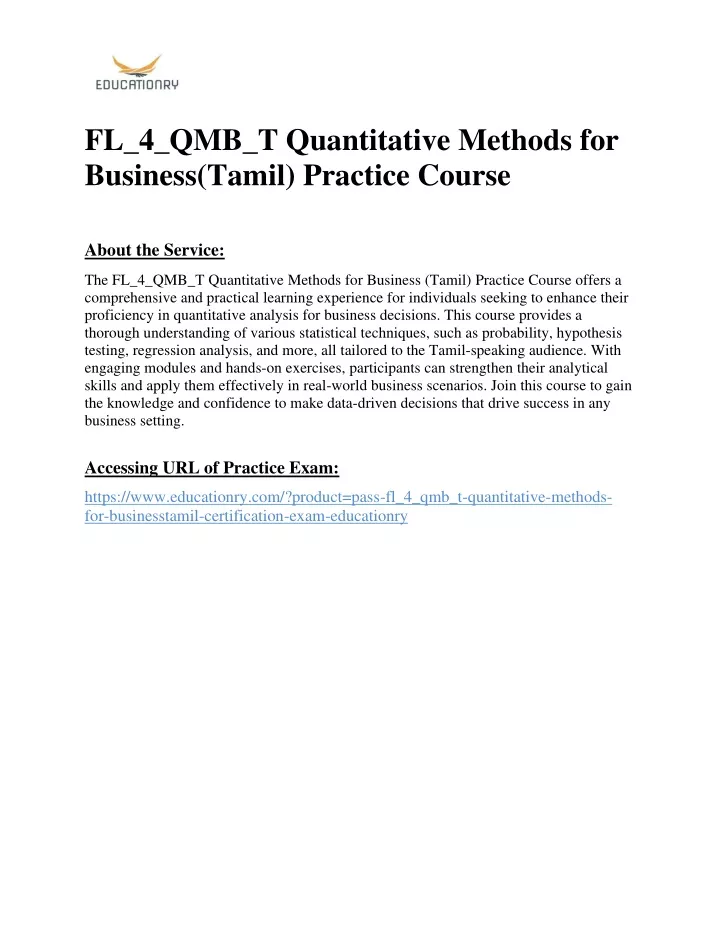 fl 4 qmb t quantitative methods for business