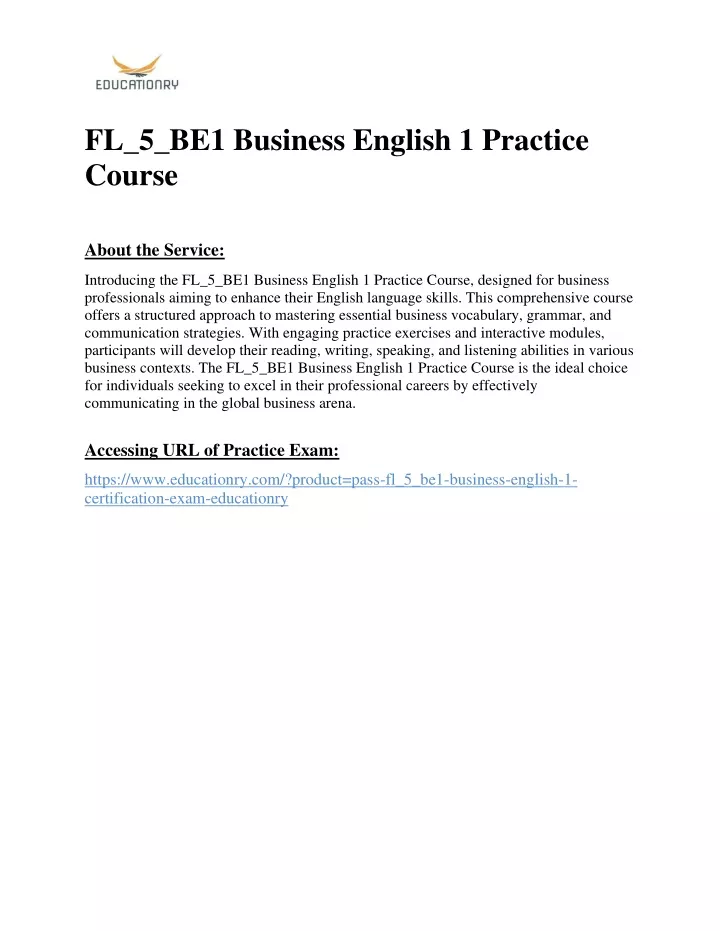 fl 5 be1 business english 1 practice course