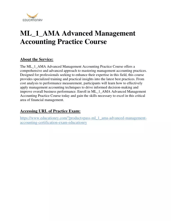 ml 1 ama advanced management accounting practice