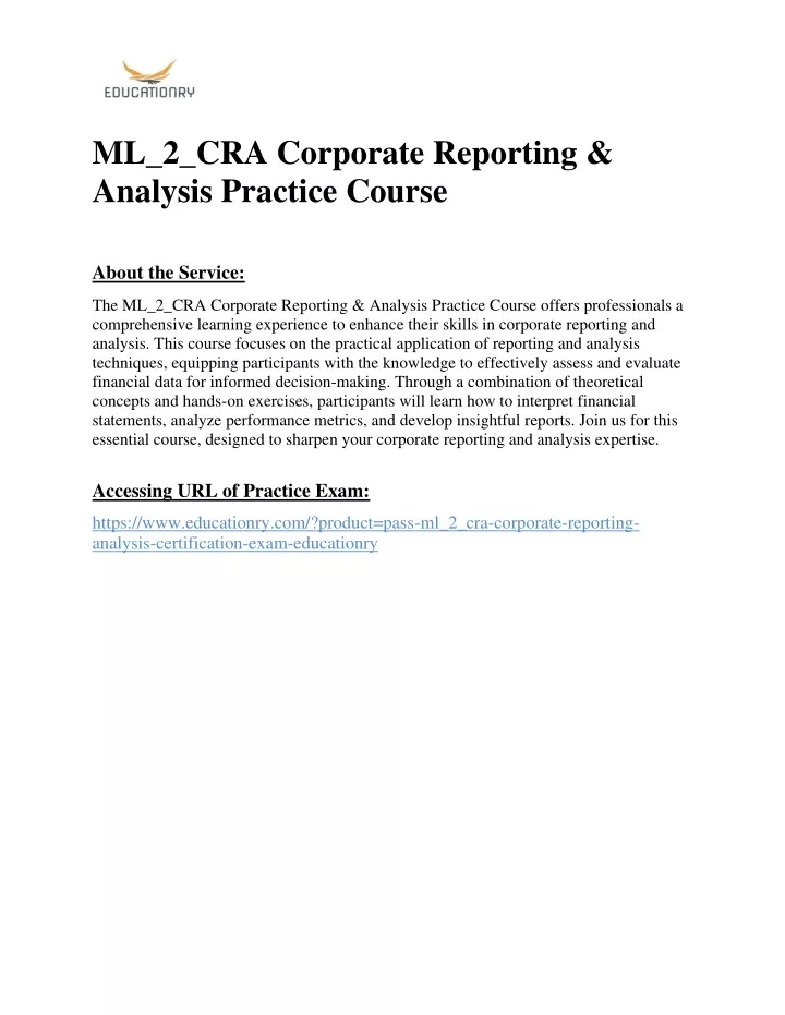ml 2 cra corporate reporting analysis practice