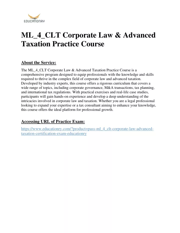 ml 4 clt corporate law advanced taxation practice