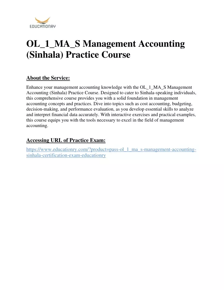 ol 1 ma s management accounting sinhala practice