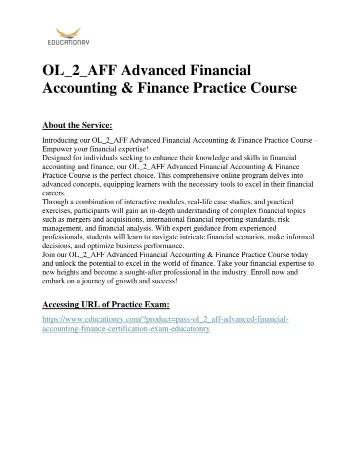 ol 2 aff advanced financial accounting finance