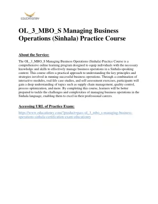 ol 3 mbo s managing business operations sinhala