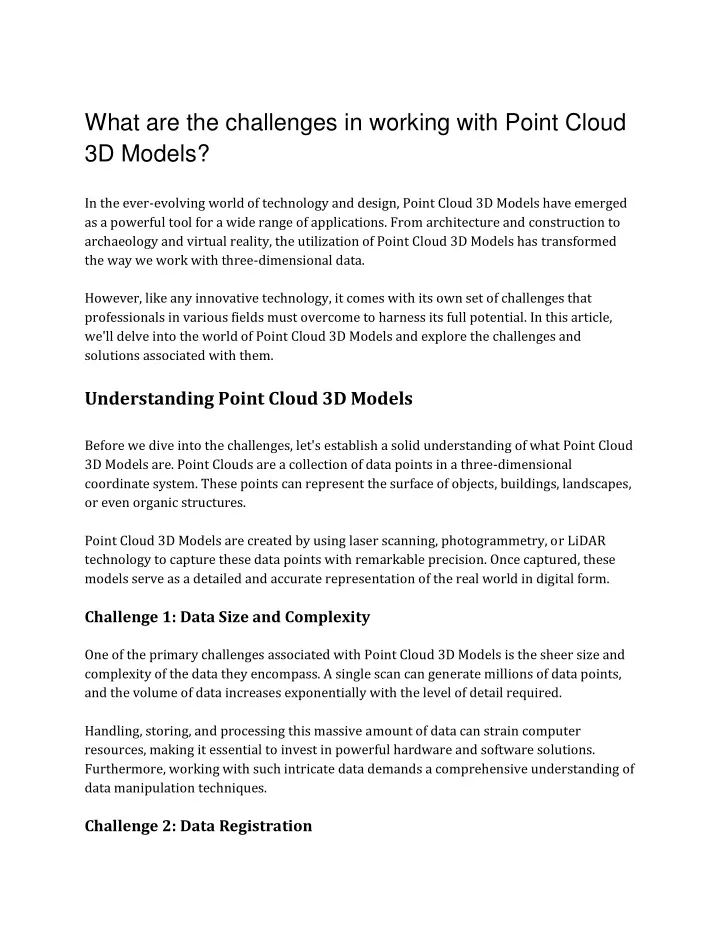 what are the challenges in working with point