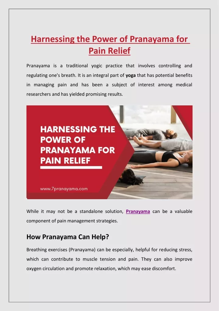 harnessing the power of pranayama for pain relief
