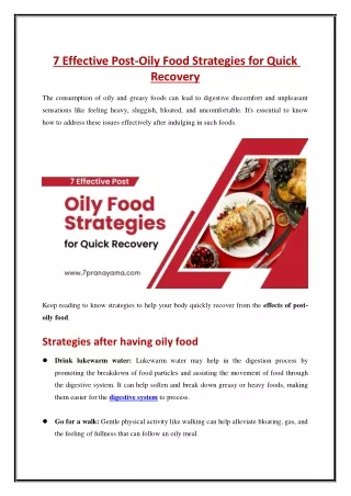 7 Effective Post-Oily Food Strategies for Quick Recovery