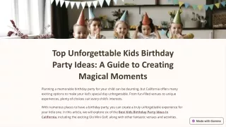 Top Unforgettable Kids Birthday Party Ideas A Guide to Creating Magical Moments