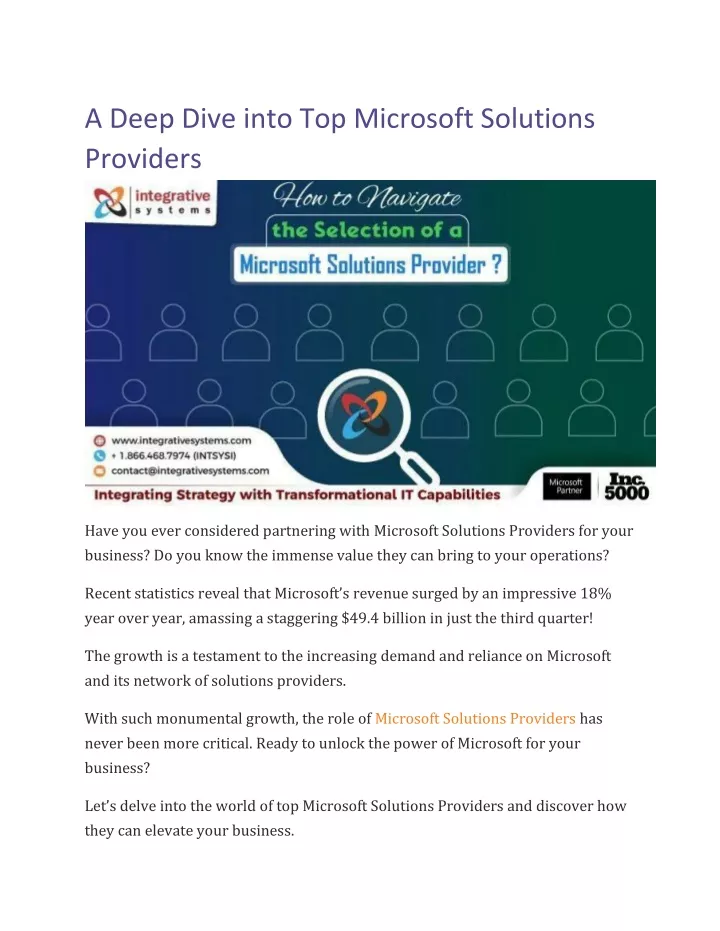 a deep dive into top microsoft solutions providers
