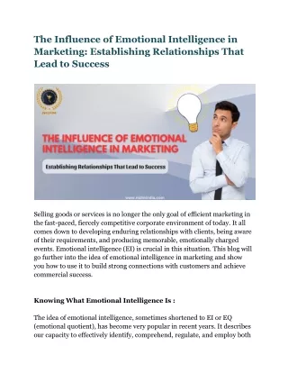 The Influence of Emotional Intelligence in Marketing_Establishing Relationships That Lead to Success