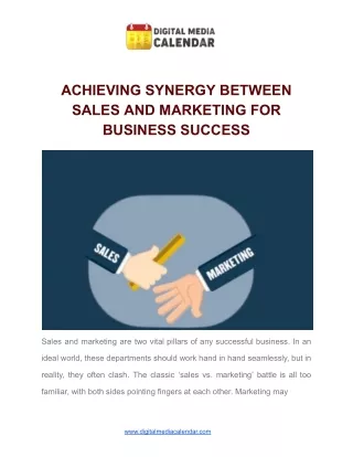 Achieving Synergy Between Best Sales and Marketing Company for Business | India