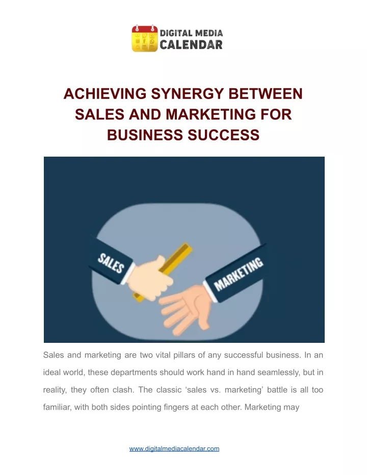 achieving synergy between sales and marketing