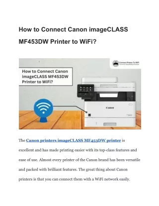 How to Connect Canon imageCLASS MF453DW Printer to WiFi?