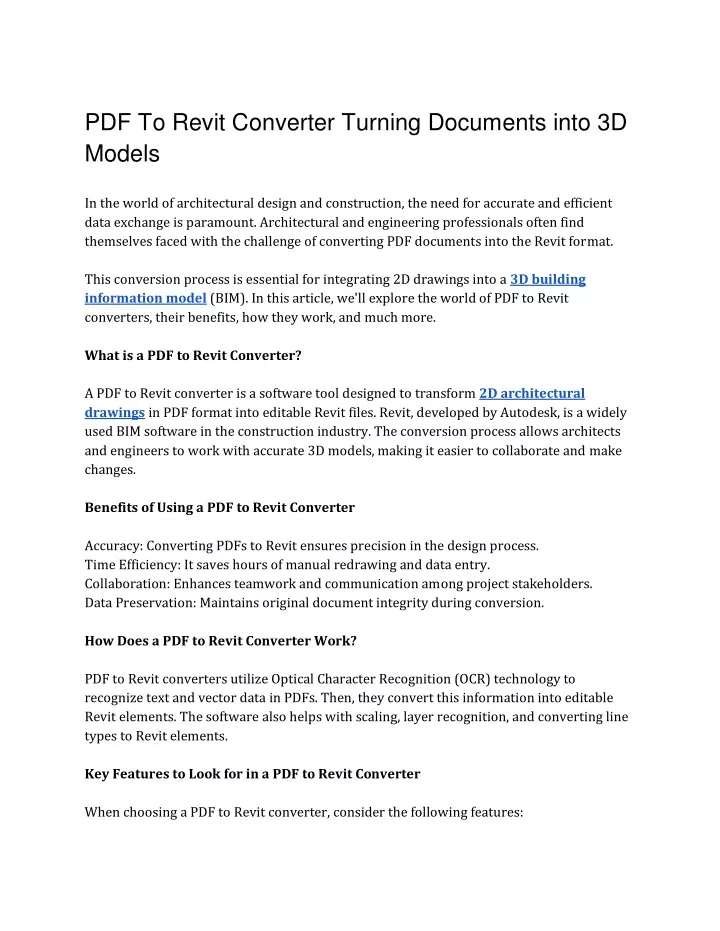 pdf to revit converter turning documents into