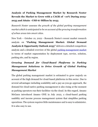 analysis of parking management market by research