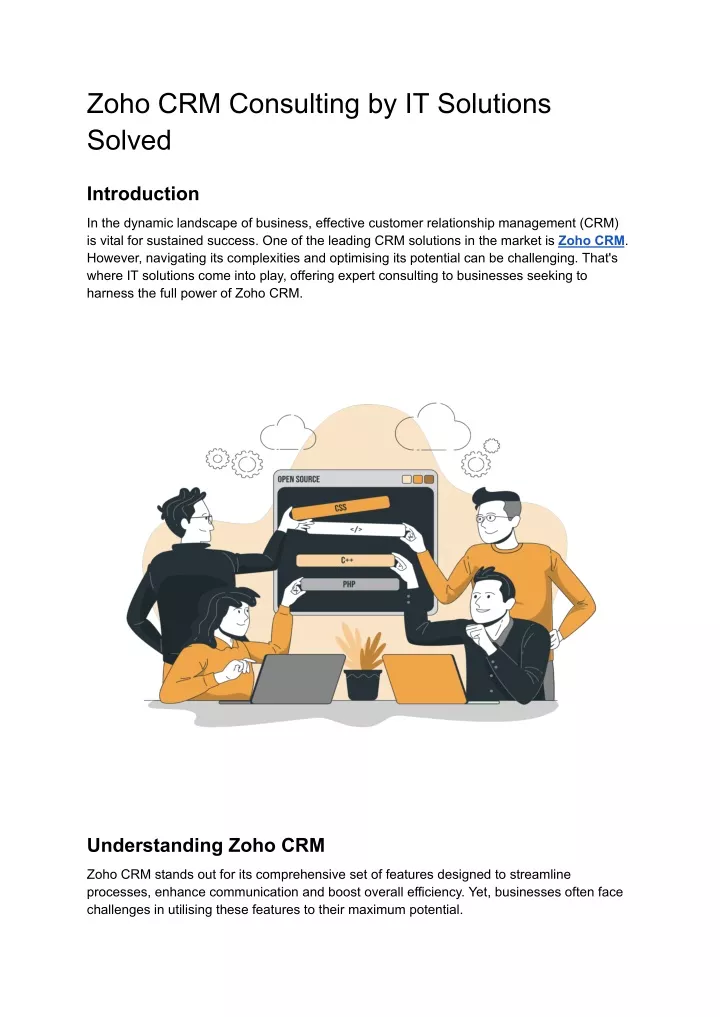 zoho crm consulting by it solutions solved