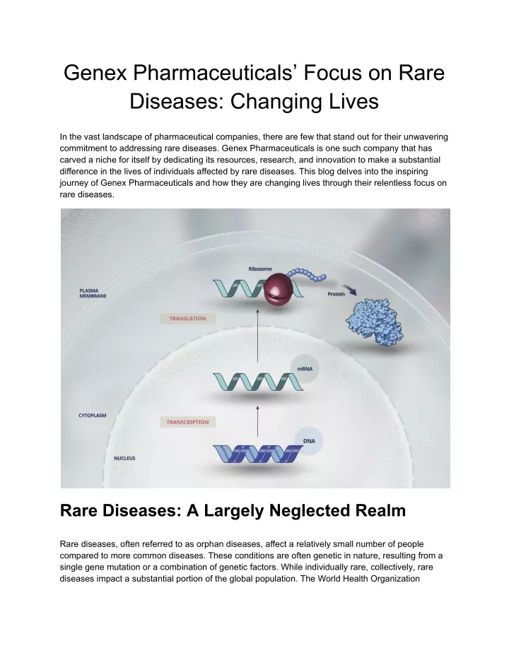 genex pharmaceuticals focus on rare diseases