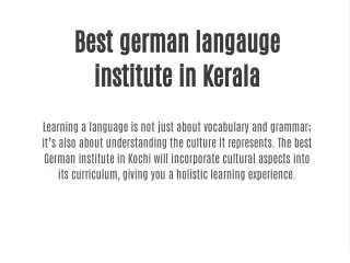 Best German Language Training Institute In Kochi