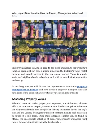 What Impact Does Location Have on Property Management in London