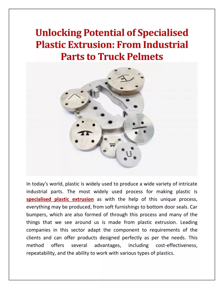 unlocking potential of specialised plastic