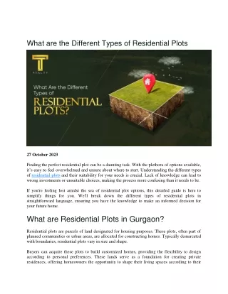 What are the Different Types of Residential Plots