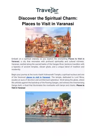 Discover the Spiritual Charm: Places to Visit in Varanasi