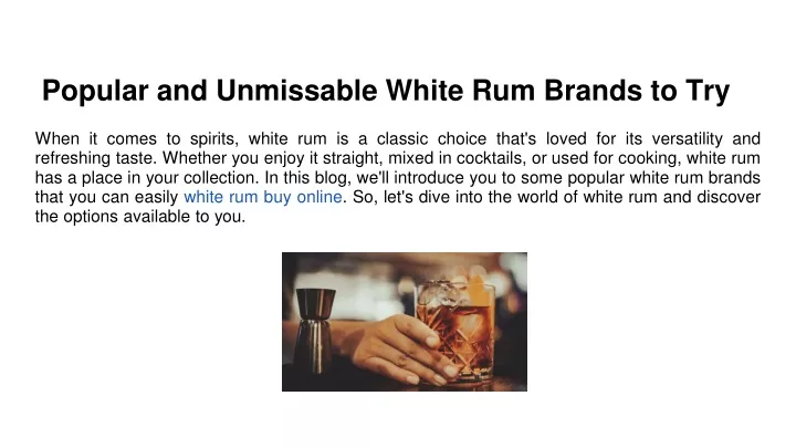 popular and unmissable white rum brands to try