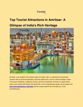 Top Tourist Attractions in Amritsar: A Glimpse of India's Rich Heritage