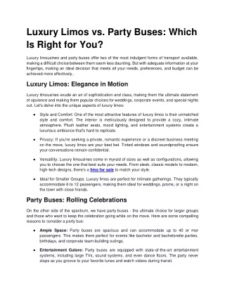 Luxury Limos vs. Party Buses | Which Is Right for You