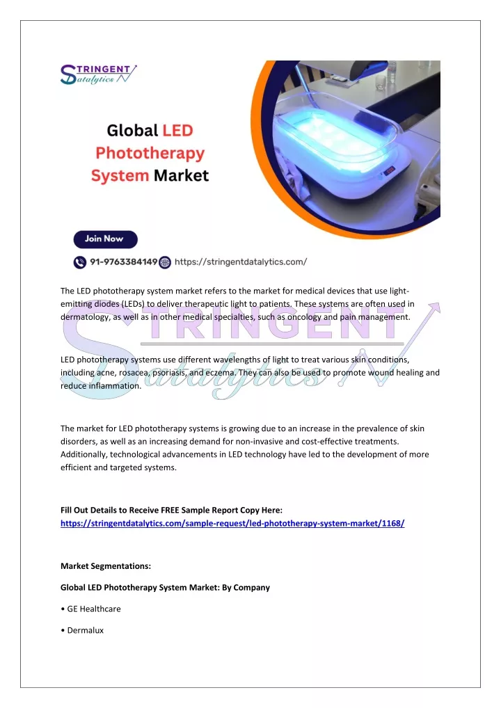 the led phototherapy system market refers