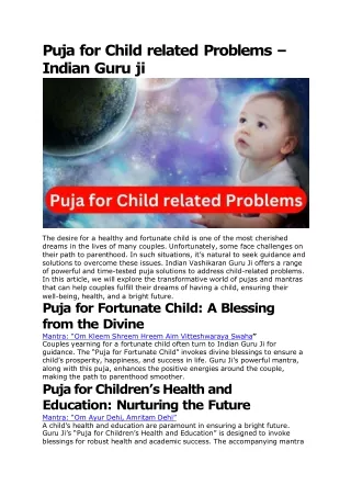 puja for child related problems indian guru ji