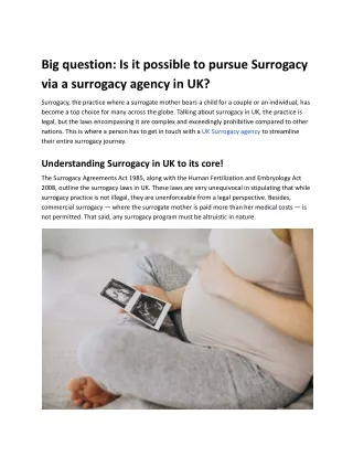 Big question_ Is it possible to pursue Surrogacy via a surrogacy agency in UK_.docx