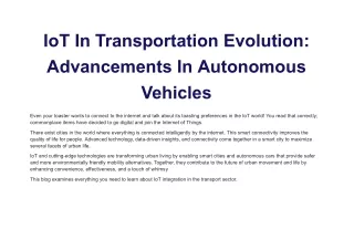 iot in transportation evolution advancements