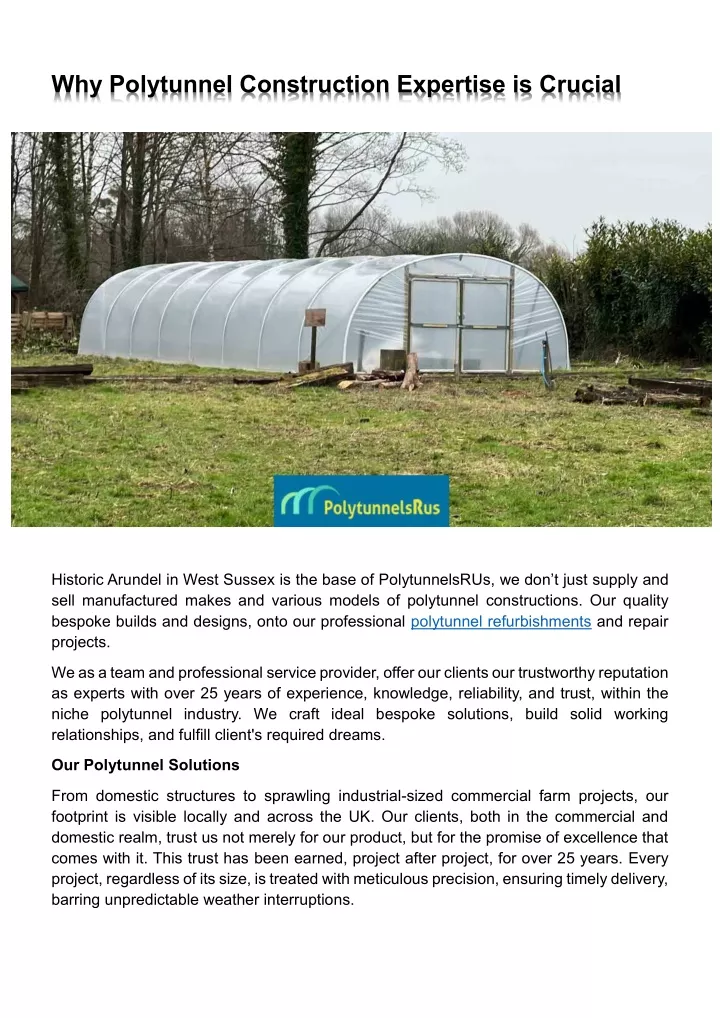 why polytunnel construction expertise is crucial