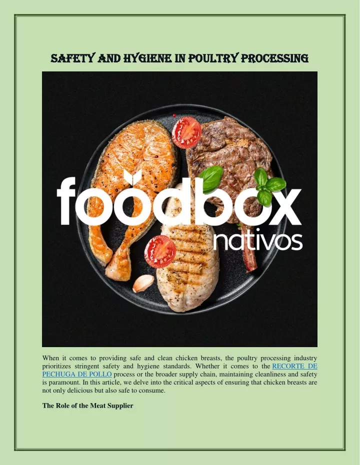 safety and hygiene in poultry processing safety