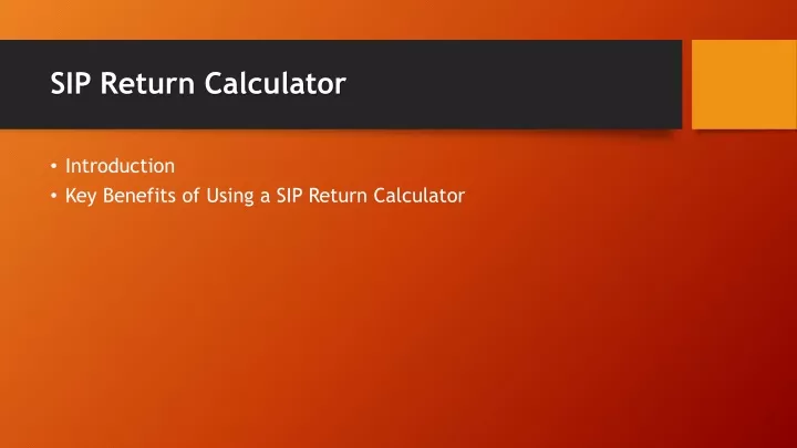 sip return calculator