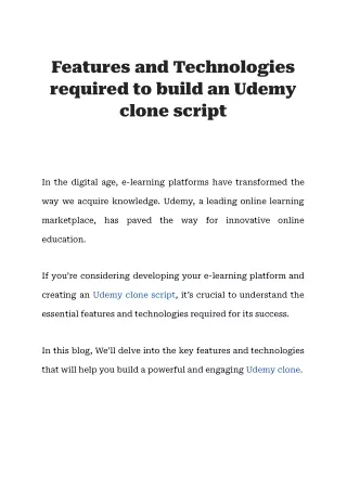 features and technologies required to build