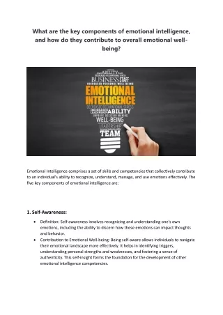 What are the key components of emotional intelligence